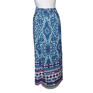 Faded Glory Maxi Skirt XI 16-18 Paisley Blue Drawstring